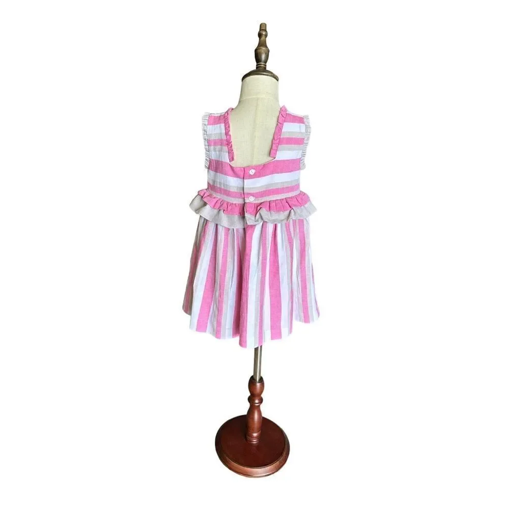 MIRANDA TEXTIL | Pink | LINEN BLEND STRIPED DRESS